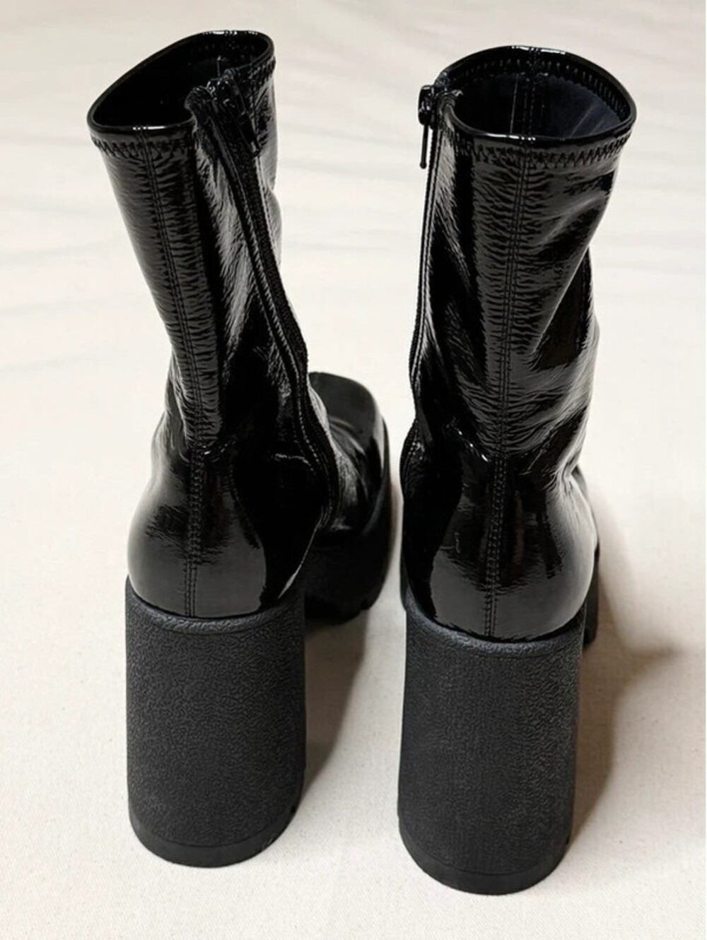 Jeffrey Campbell Refresh-L Black Crinkle Patent Platform Boots Size 8.5 - Picture 4 of 8